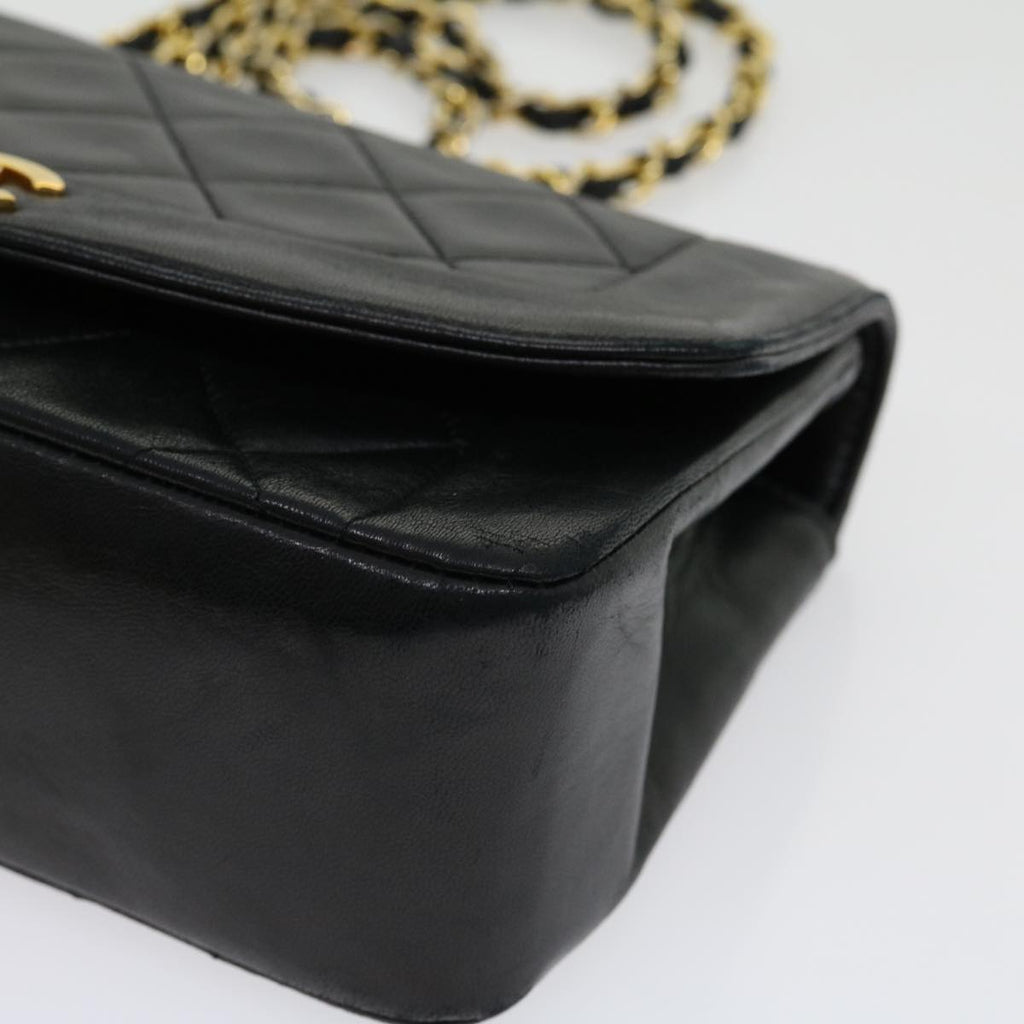 CHANEL Matelasse Diana Turn Lock Chain Shoulder Bag Lamb Skin Black ar7368A
