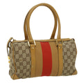 GUCCI GG Canvas Sherry Line Hand Bag Beige Brown Red