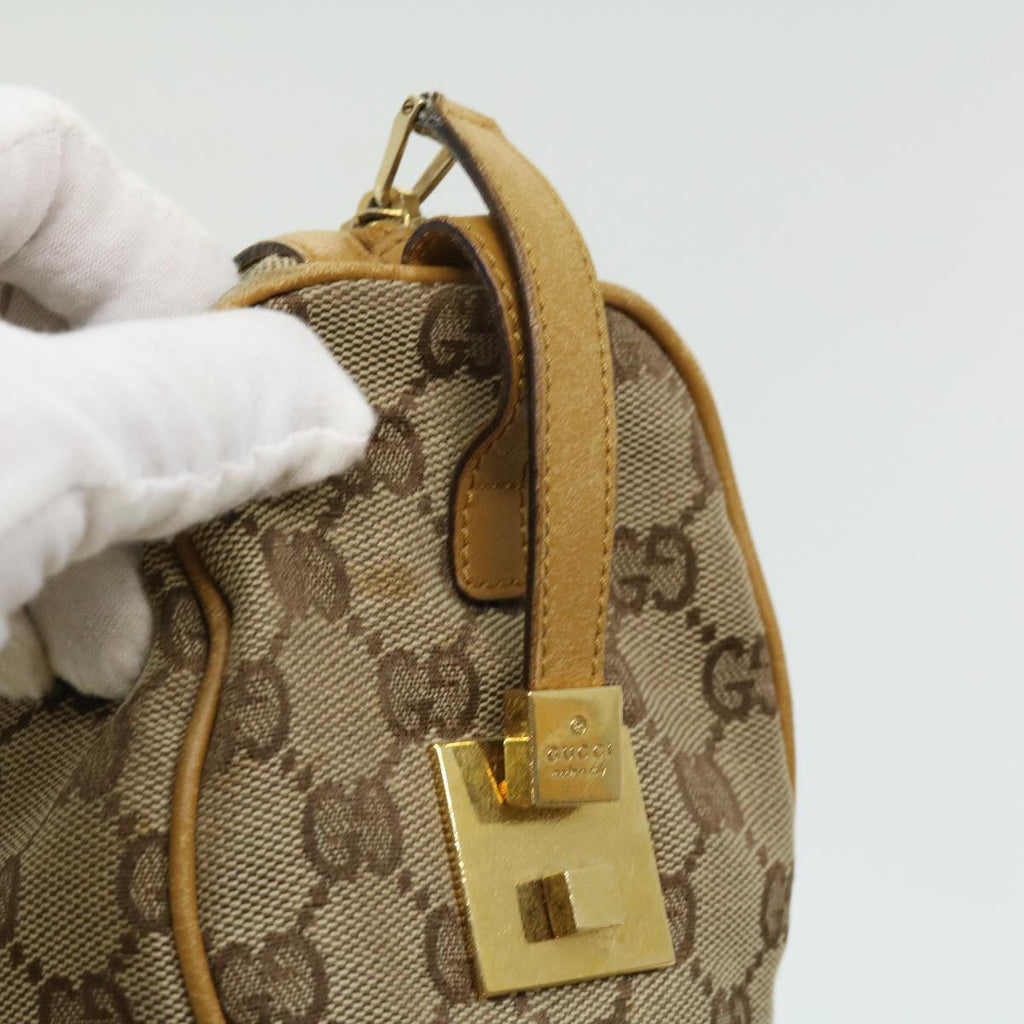 GUCCI GG Canvas Sherry Line Hand Bag Beige Brown Red 0000851001553 ar7441