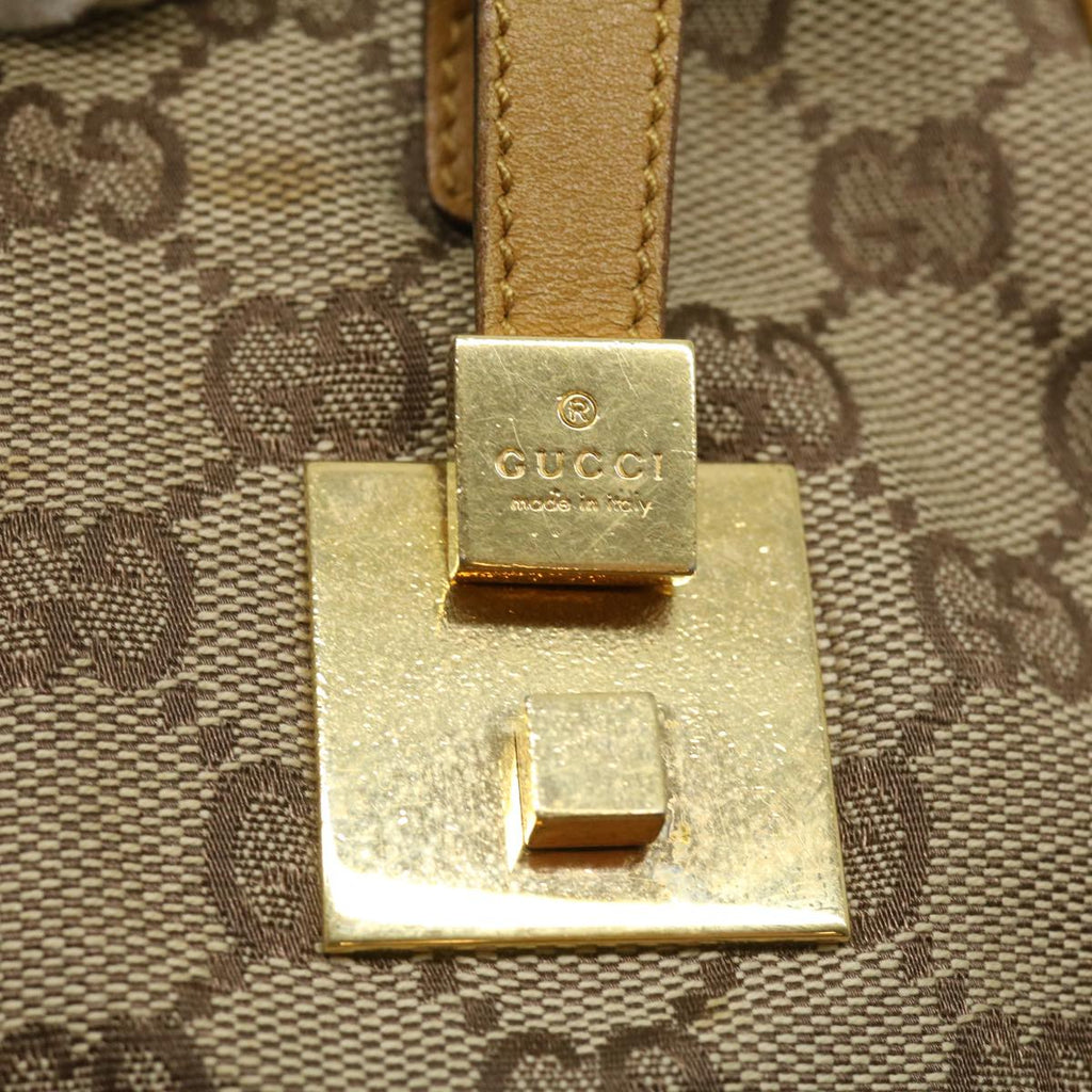 GUCCI GG Canvas Sherry Line Hand Bag Beige Brown Red 0000851001553 ar7441
