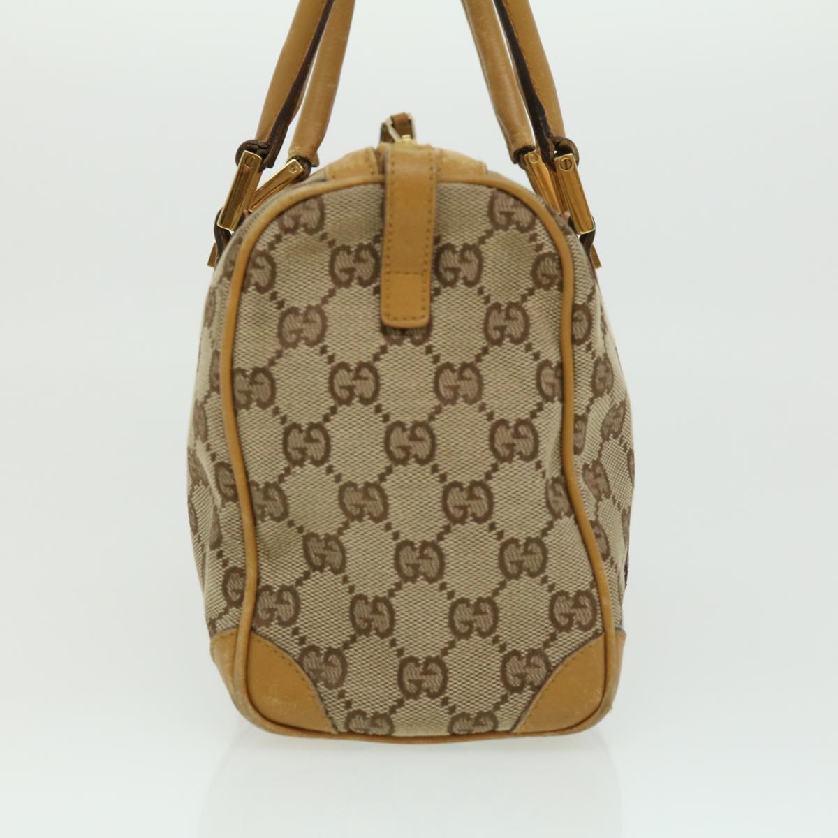 GUCCI GG Canvas Sherry Line Hand Bag Beige Brown Red