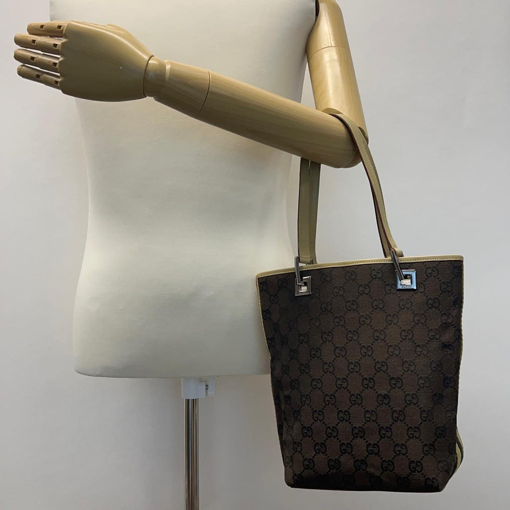 GUCCI Sherry Line GG Canvas Tote Bag Khaki Beige ar7449