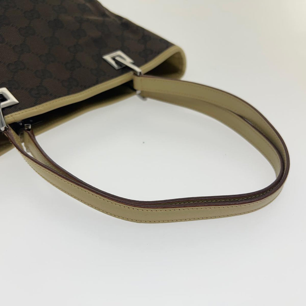 GUCCI Sherry Line GG Canvas Tote Bag Khaki Beige ar7449