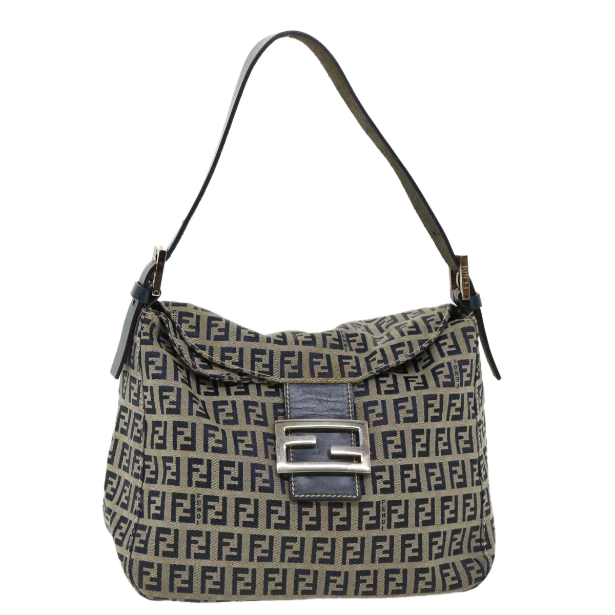 FENDI Zucca Canvas Mamma Baguette Shoulder Bag Navy ar7934