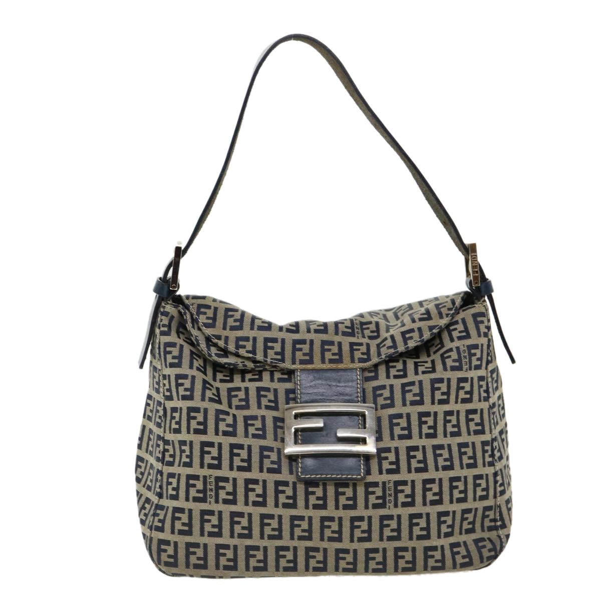 FENDI Zucca Canvas Mamma Baguette Shoulder Bag Navy ar7934