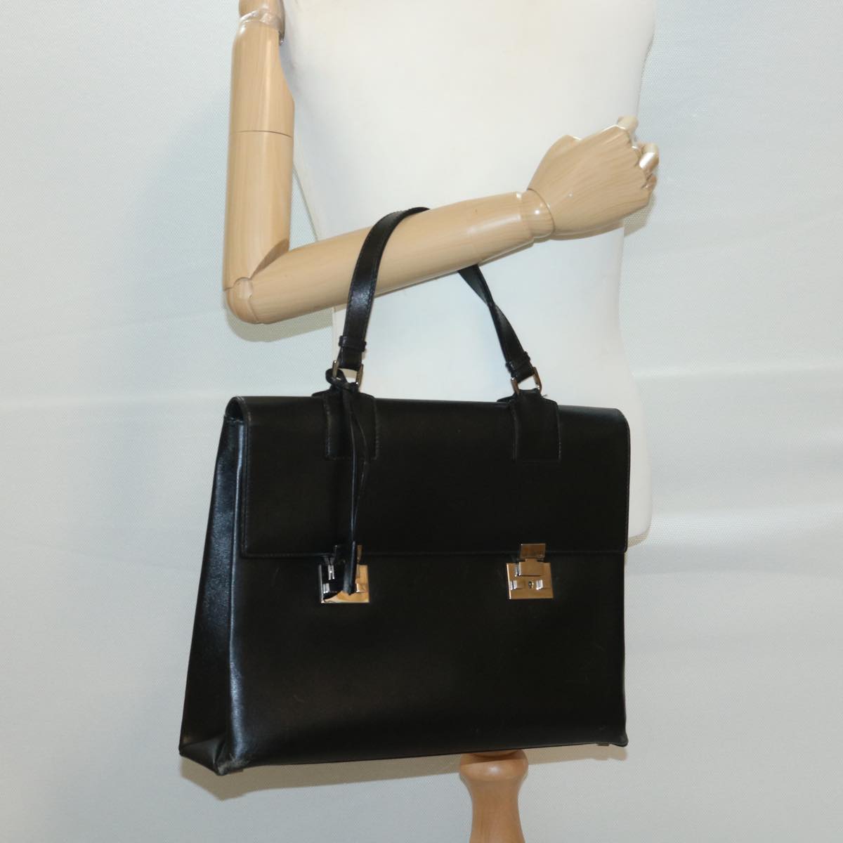 GUCCI Briefcase Leather Black ar8370