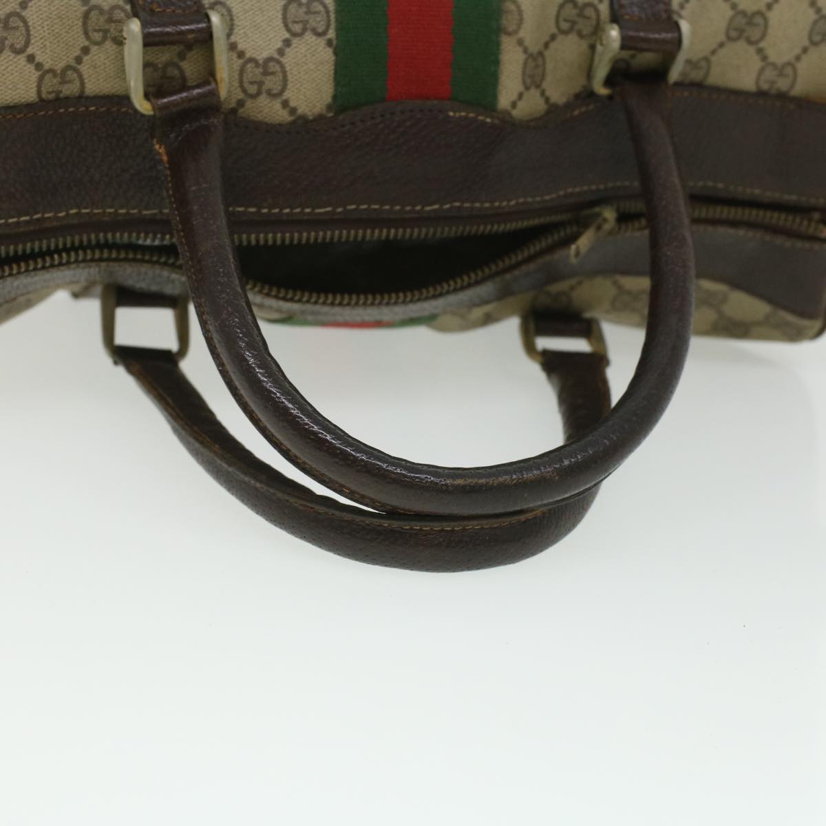 GUCCI GG Canvas Web Sherry Line Hand Bag 2Set Beige Red Green ar8498