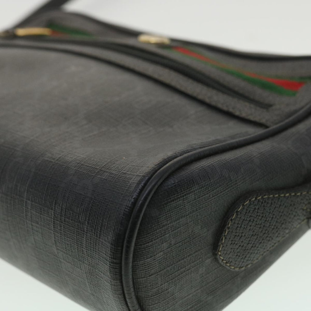 GUCCI GG Canvas Web Sherry Line Shoulder Bag Black Red 119.02.087 ar8721