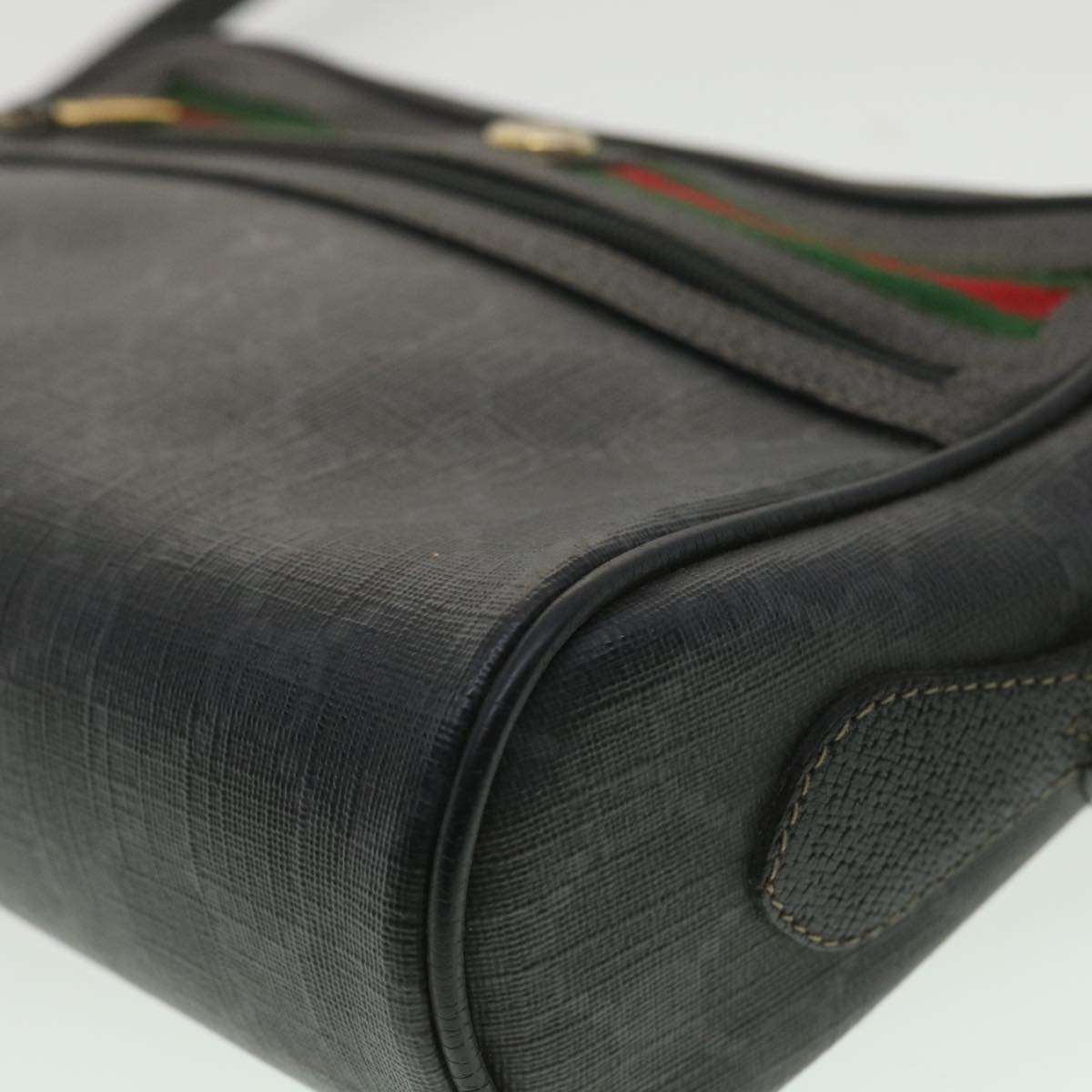 GUCCI GG Canvas Web Sherry Line Shoulder Bag Black Red 119.02.087 ar8721