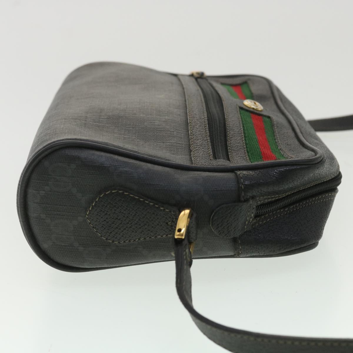 GUCCI GG Canvas Web Sherry Line Shoulder Bag Black Red 119.02.087 ar8721