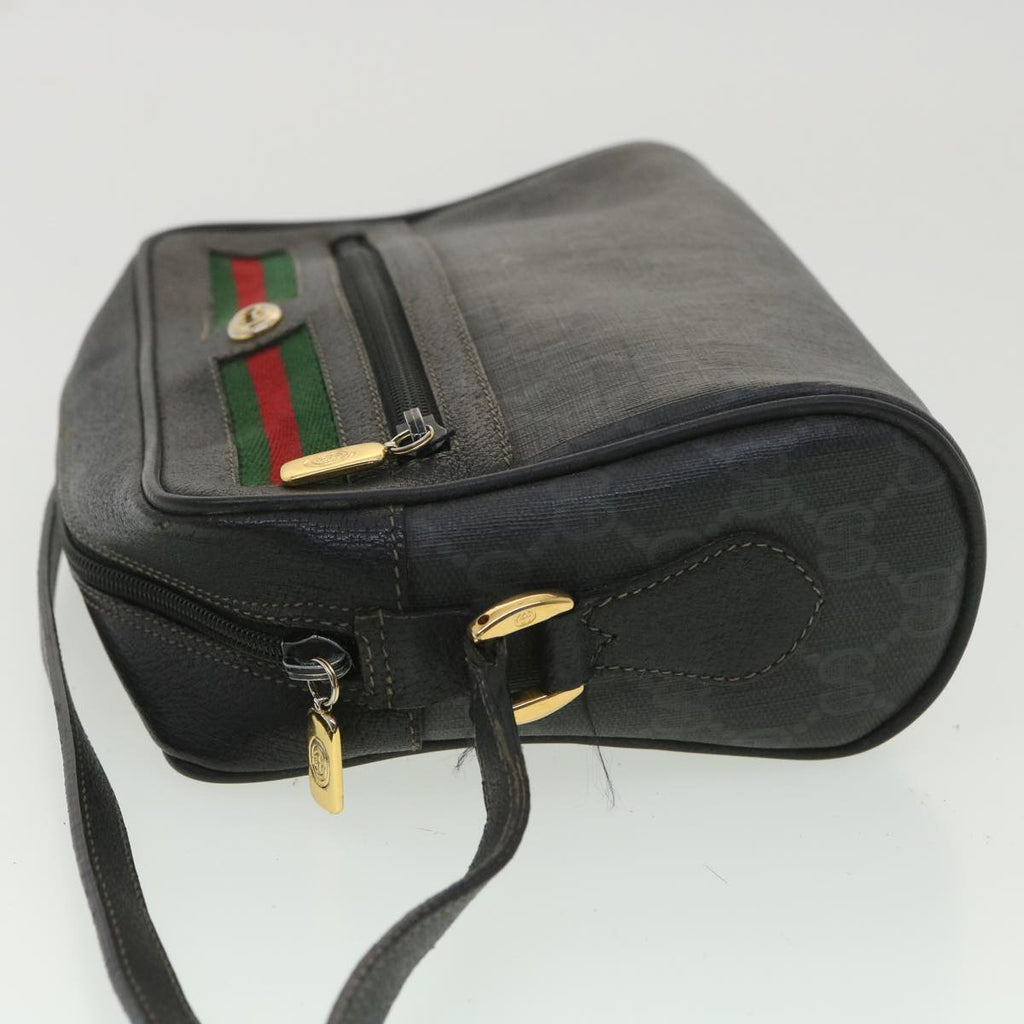 GUCCI GG Canvas Web Sherry Line Shoulder Bag Black Red 119.02.087 ar8721