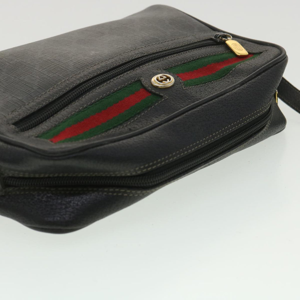 GUCCI GG Canvas Web Sherry Line Shoulder Bag Black Red 119.02.087 ar8721