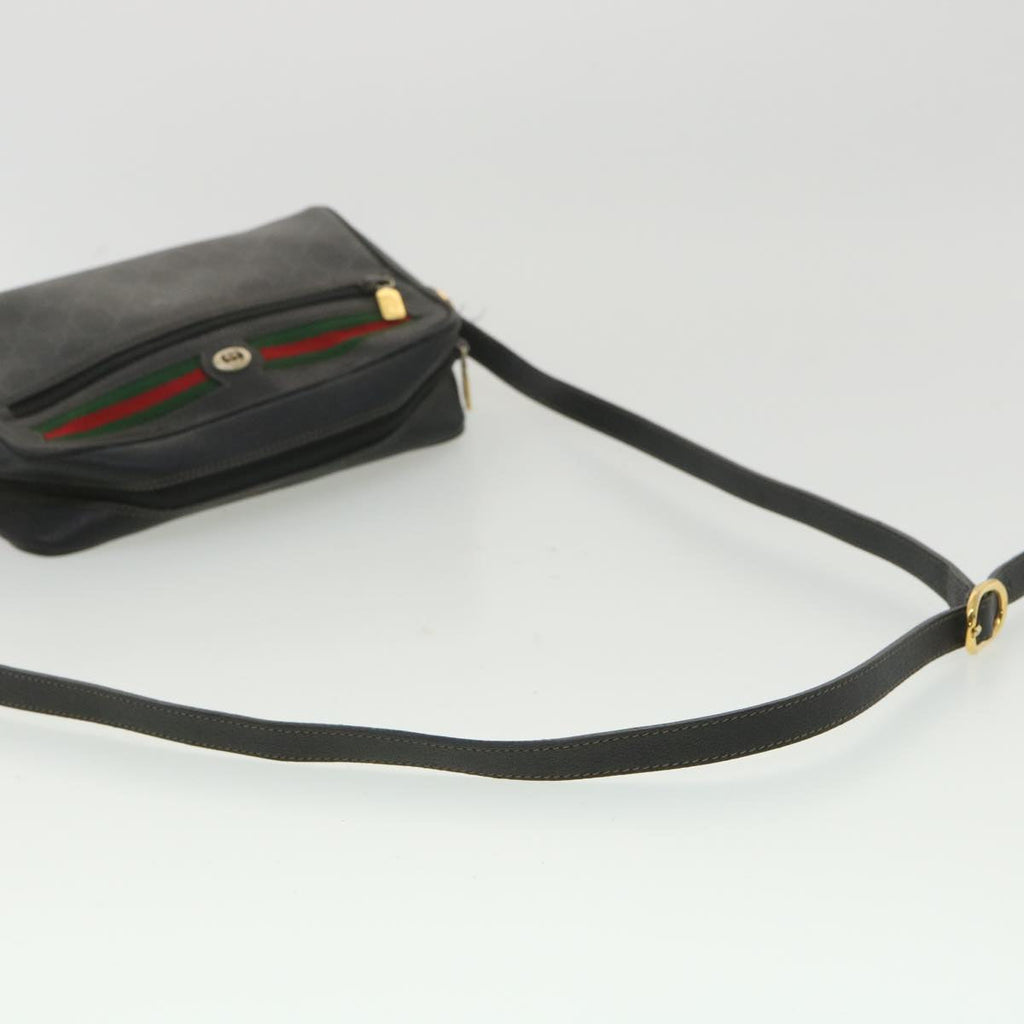 GUCCI GG Canvas Web Sherry Line Shoulder Bag Black Red 119.02.087 ar8721