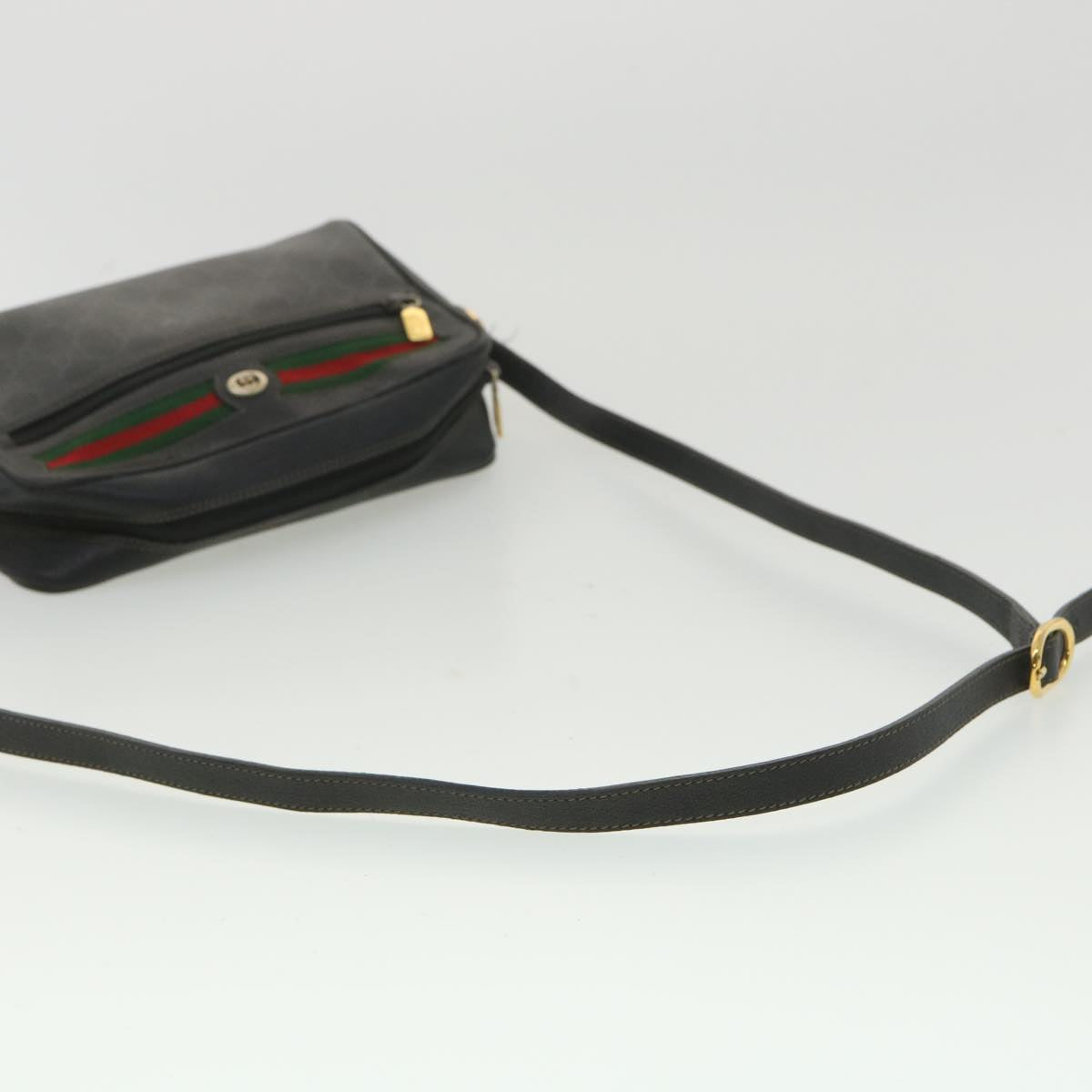 GUCCI GG Canvas Web Sherry Line Shoulder Bag Black Red 119.02.087 ar8721