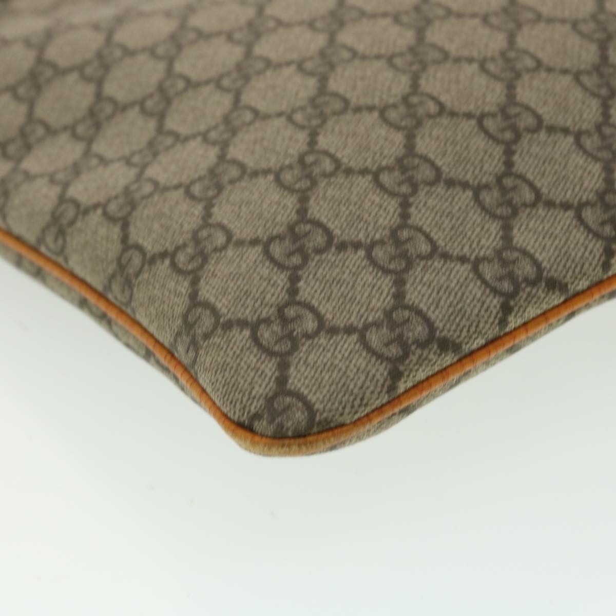 GUCCI GG Canvas Hand Bag PVC Leather Beige Orange 117551 ar8725