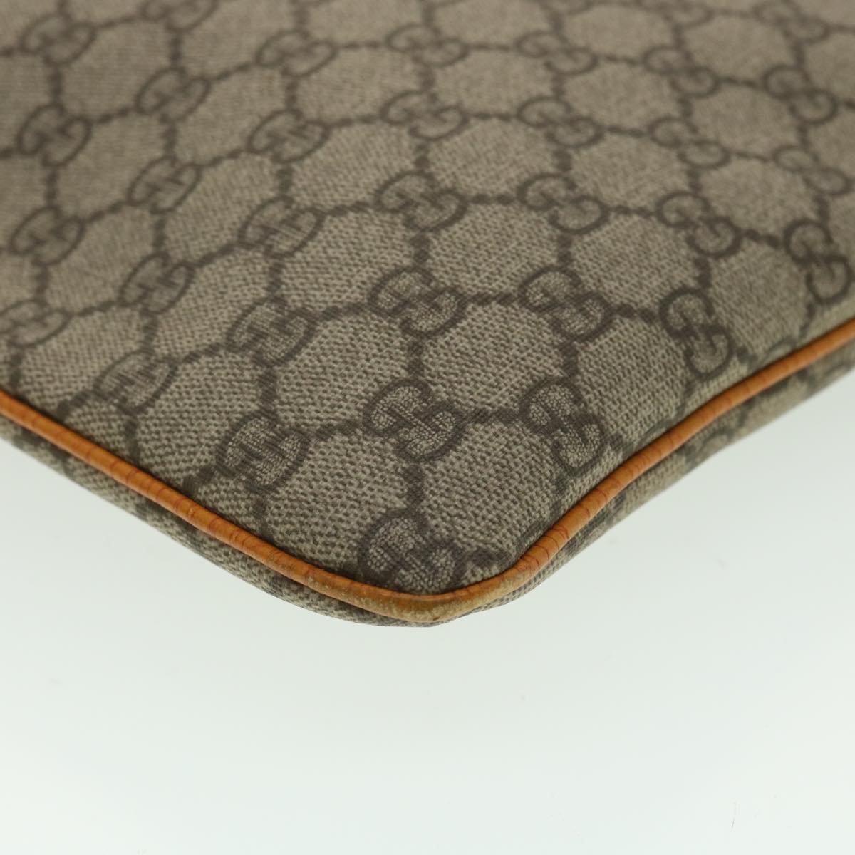 GUCCI GG Canvas Hand Bag PVC Leather Beige Orange 117551 ar8725