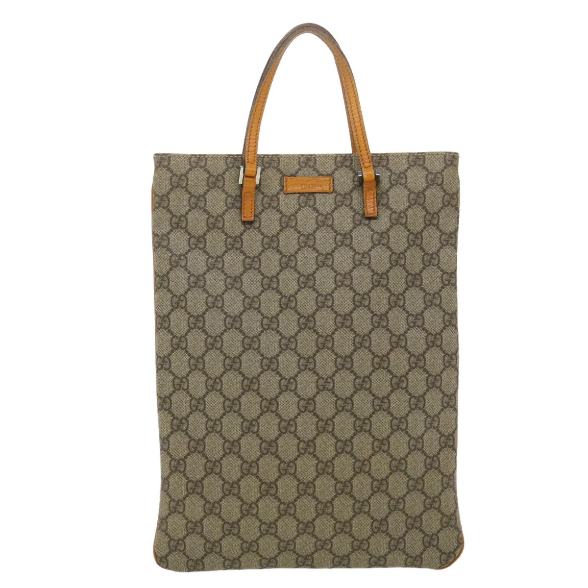 GUCCI GG Canvas Hand Bag PVC Leather Beige Orange 117551 ar8725