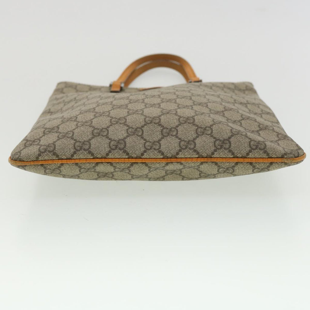 GUCCI GG Canvas Hand Bag PVC Leather Beige Orange 117551 ar8725