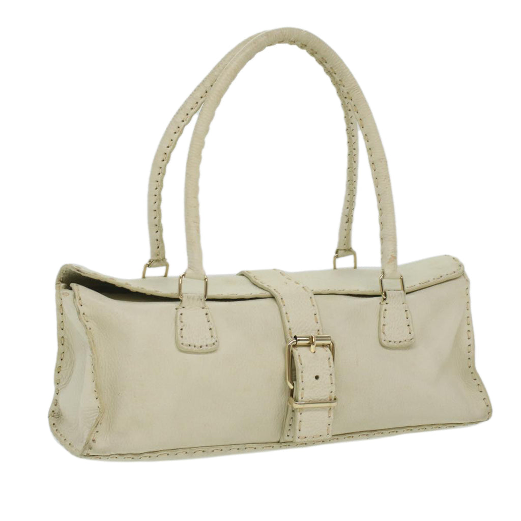 FENDI Celeria Shoulder Bag Leather White ar8736