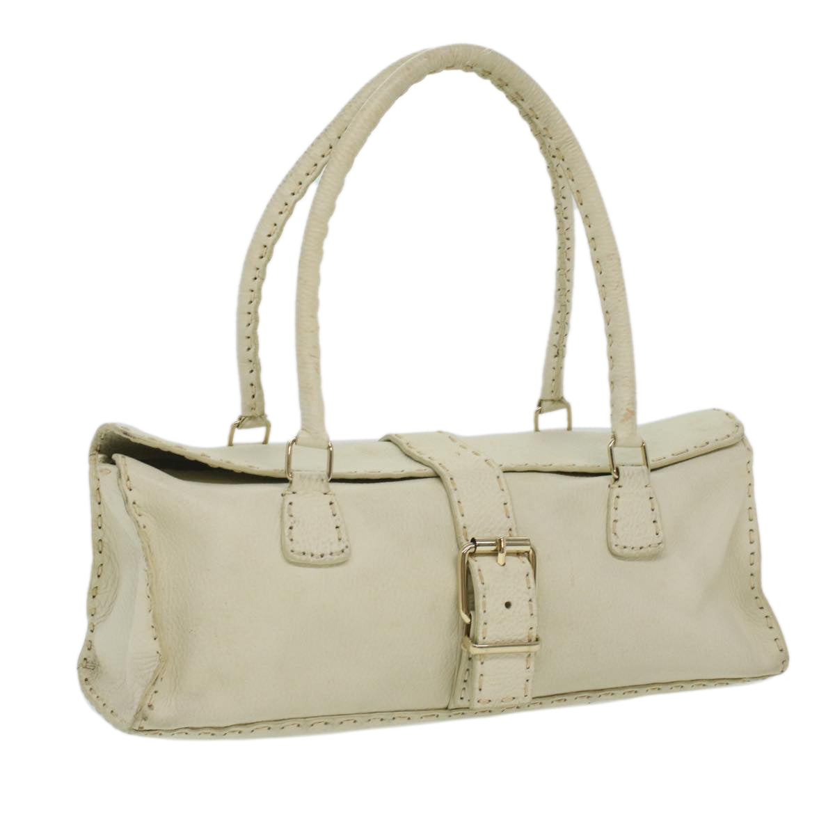 FENDI Celeria Shoulder Bag Leather White ar8736