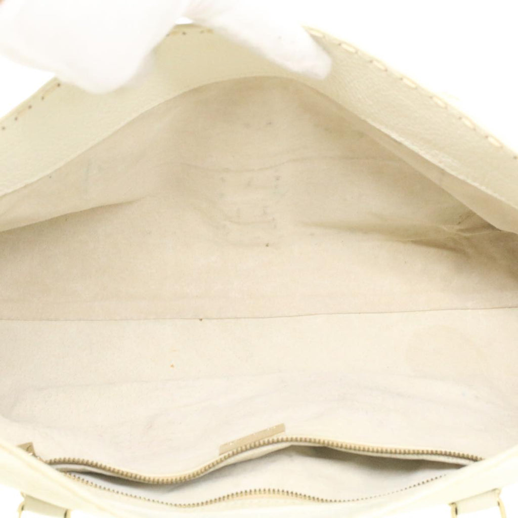 FENDI Celeria Shoulder Bag Leather White ar8736
