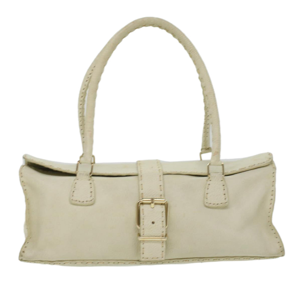 FENDI Celeria Shoulder Bag Leather White ar8736