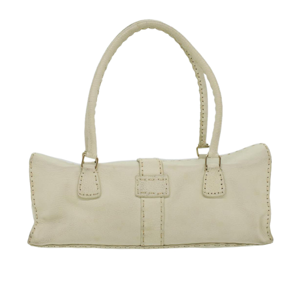FENDI Celeria Shoulder Bag Leather White ar8736