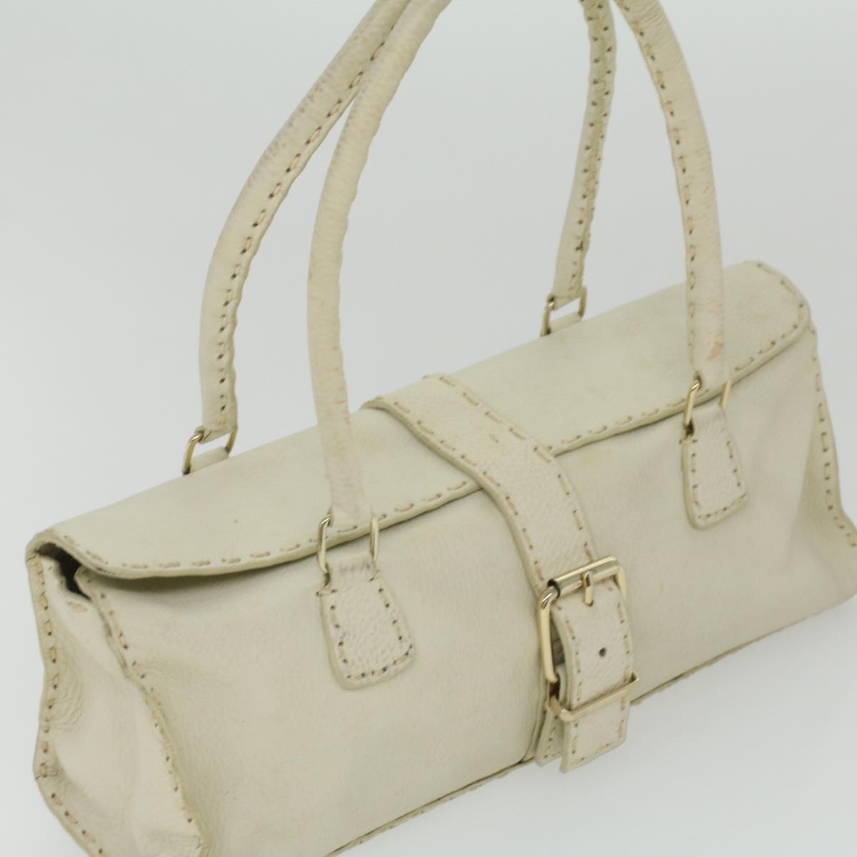 FENDI Celeria Shoulder Bag Leather White ar8736