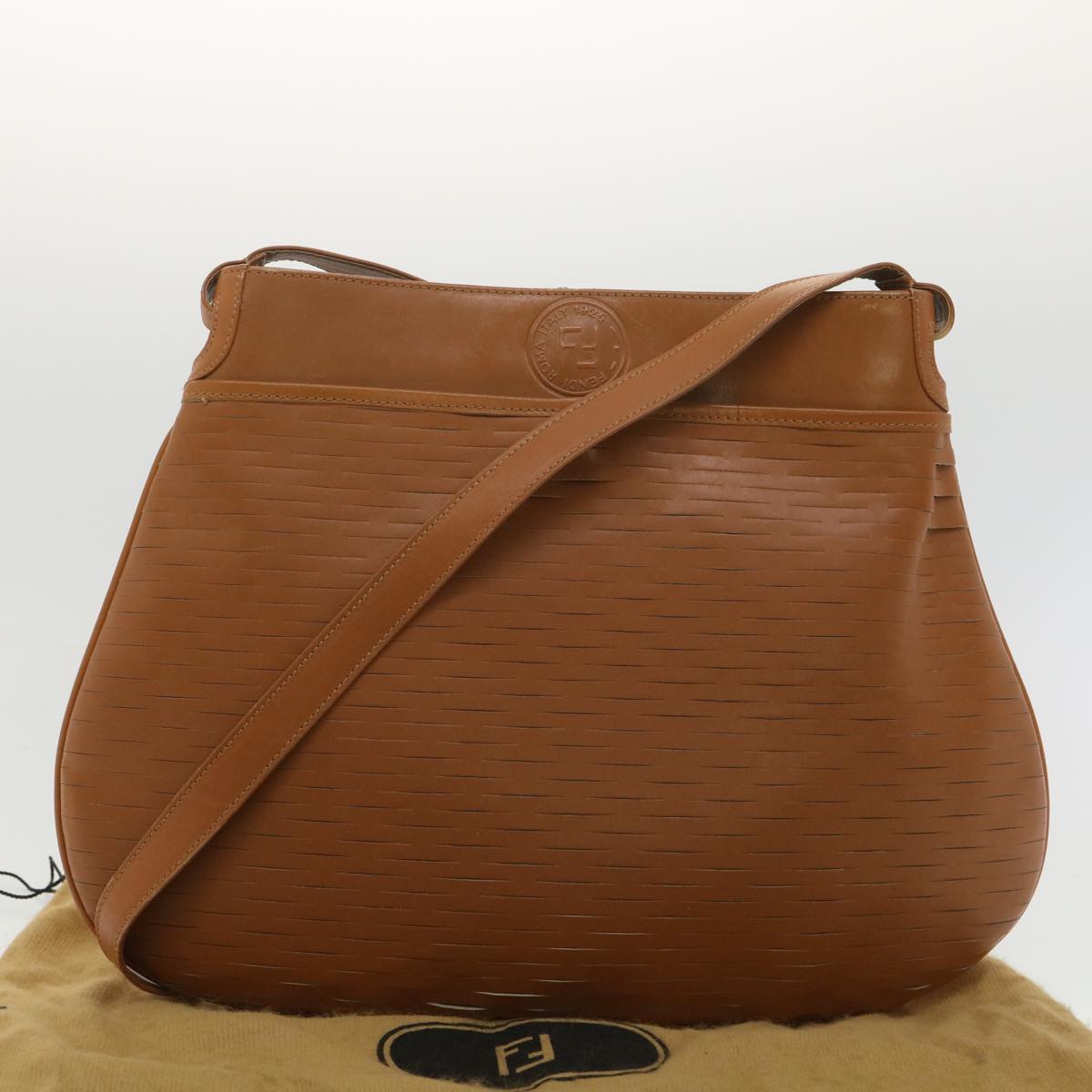 FENDI Shoulder Bag Leather Brown ar8740