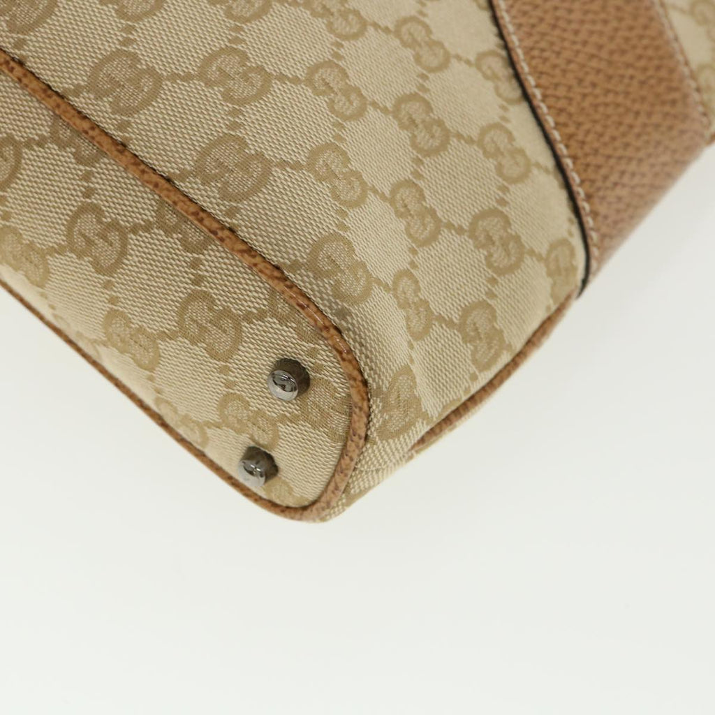 GUCCI GG Canvas Hand Bag Canvas Beige Brown 113015 ar8857