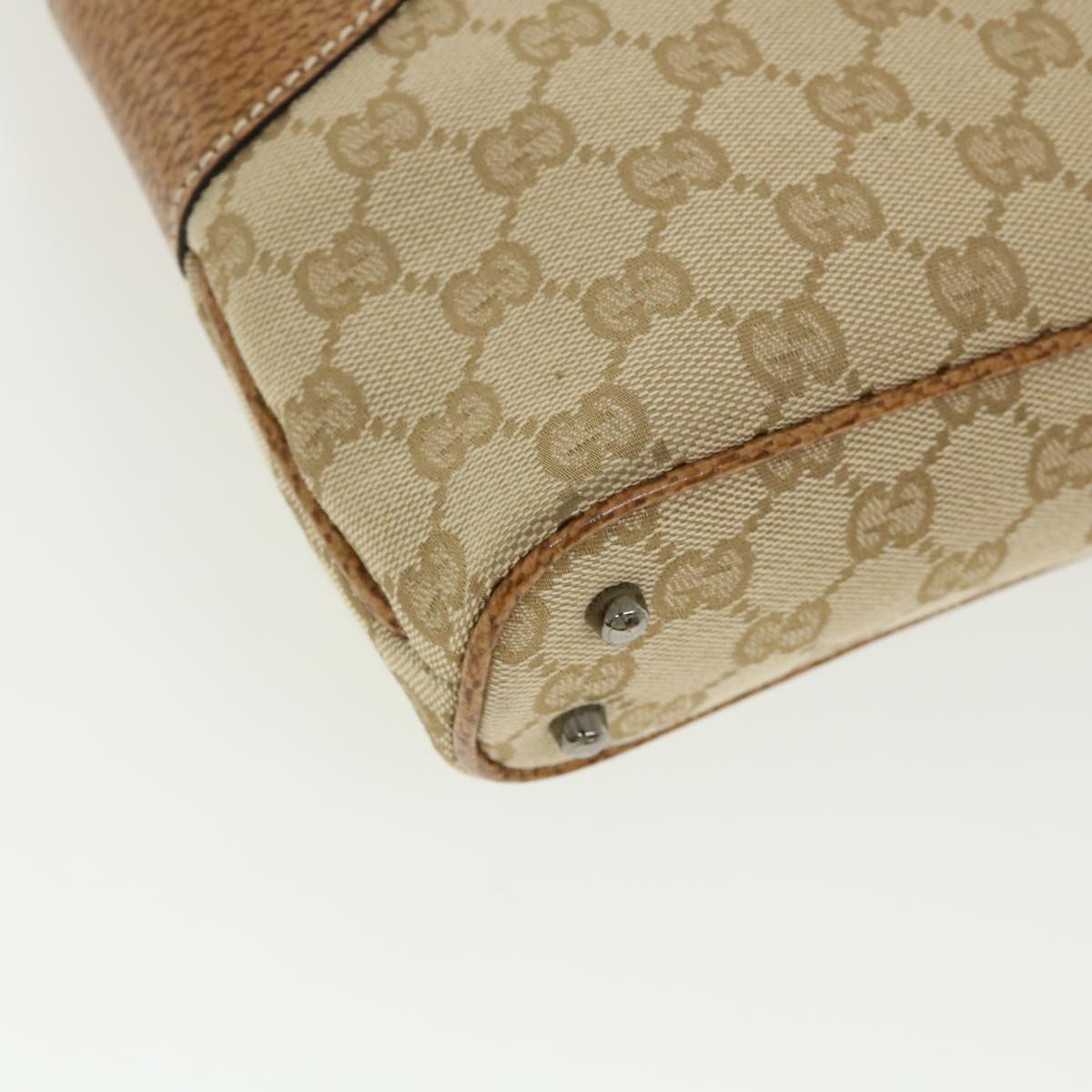 GUCCI GG Canvas Hand Bag Canvas Beige Brown 113015 ar8857
