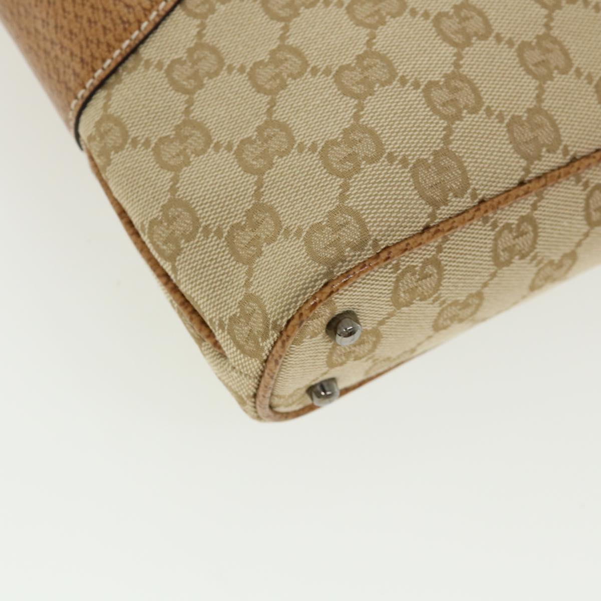 GUCCI GG Canvas Hand Bag Canvas Beige Brown 113015 ar8857