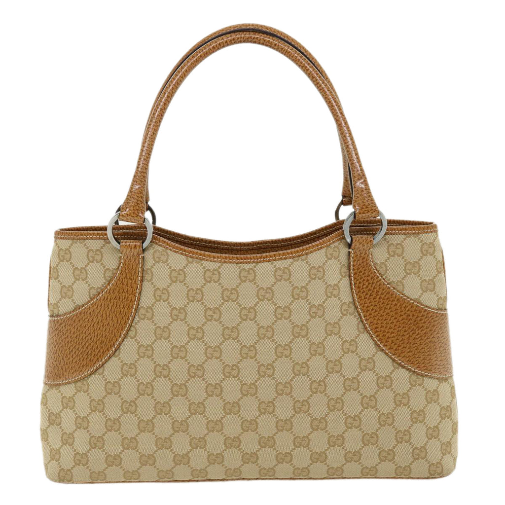 GUCCI GG Canvas Hand Bag Canvas Beige Brown 113015 ar8857