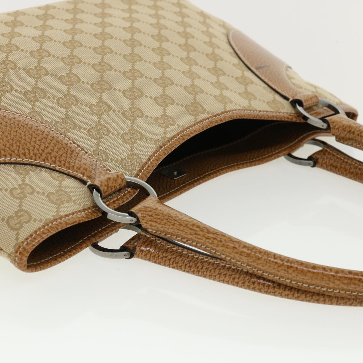 GUCCI GG Canvas Hand Bag Canvas Beige Brown 113015 ar8857