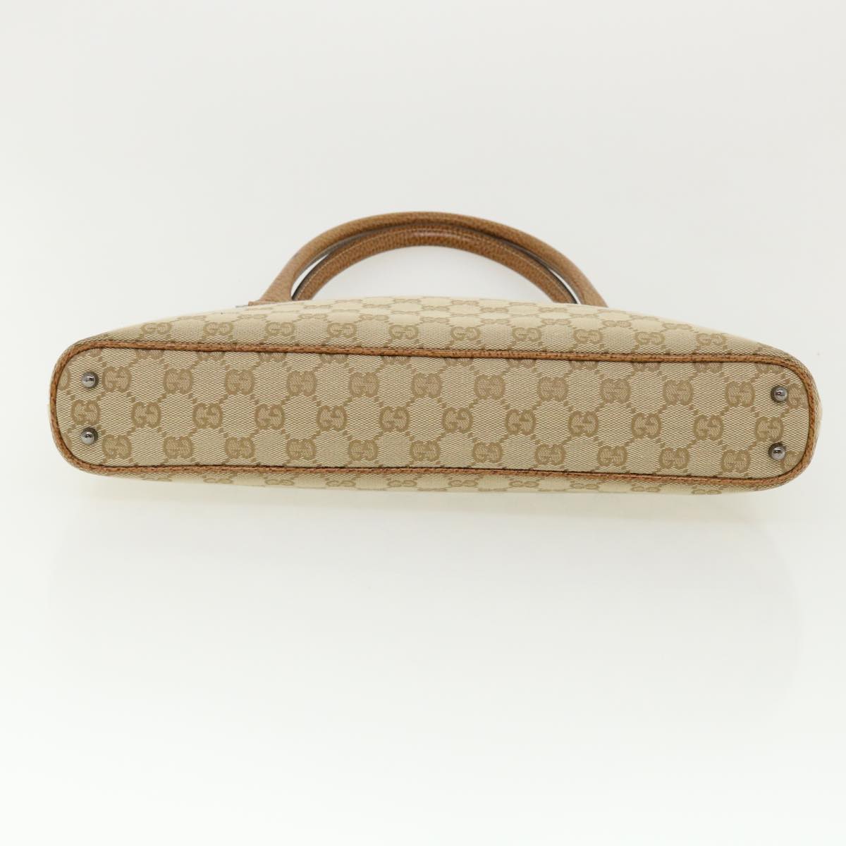 GUCCI GG Canvas Hand Bag Canvas Beige Brown 113015 ar8857