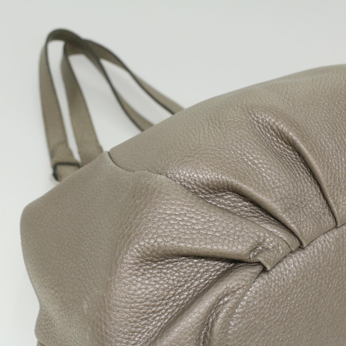 FENDI Celeria Tote Bag Leather Silver ar8876