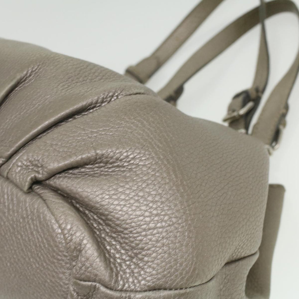 FENDI Celeria Tote Bag Leather Silver ar8876