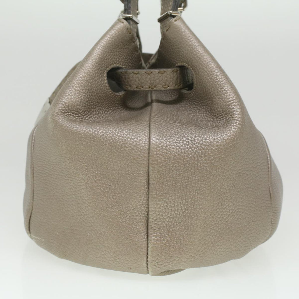 FENDI Celeria Tote Bag Leather Silver ar8876
