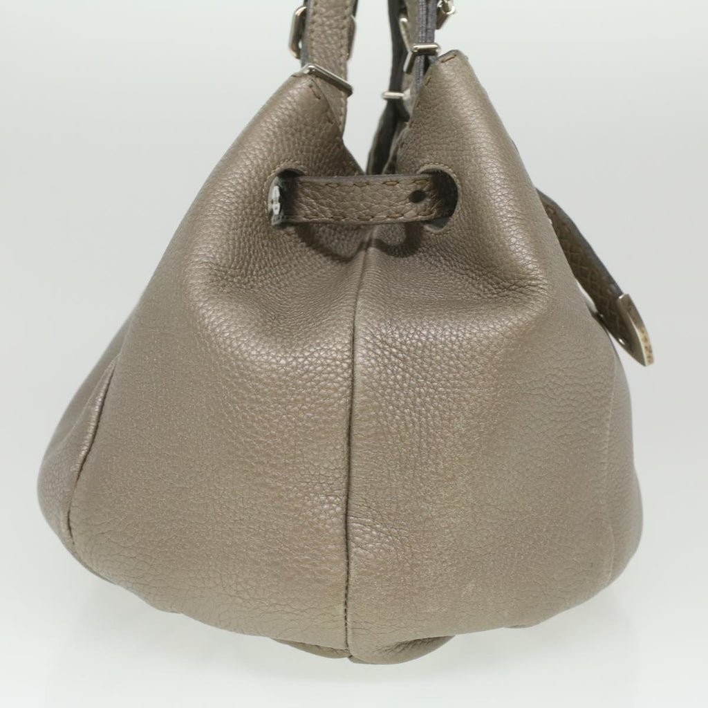 FENDI Celeria Tote Bag Leather Silver ar8876