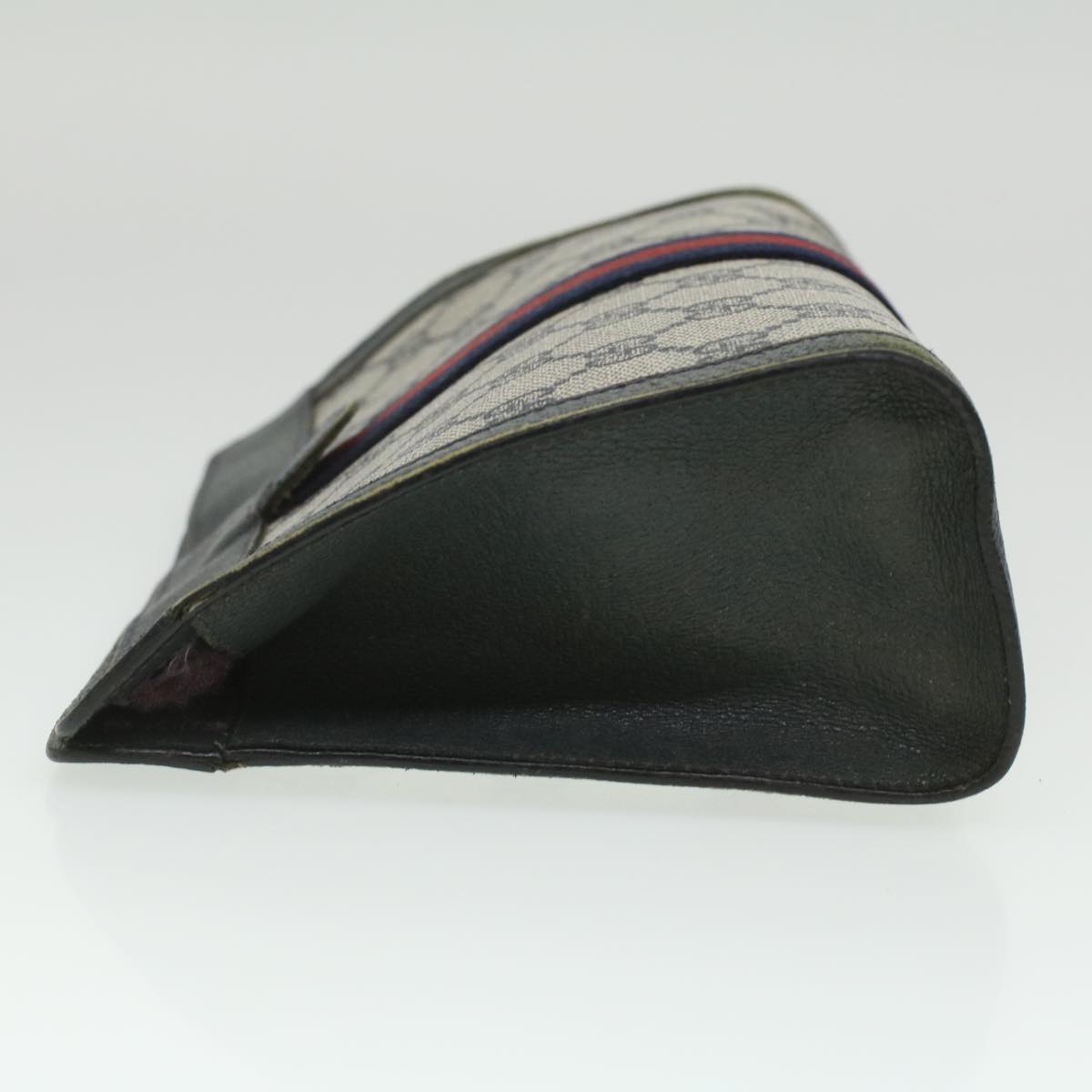 GUCCI GG Canvas Sherry Line Clutch Bag PVC Leather Gray Red Navy ar8911