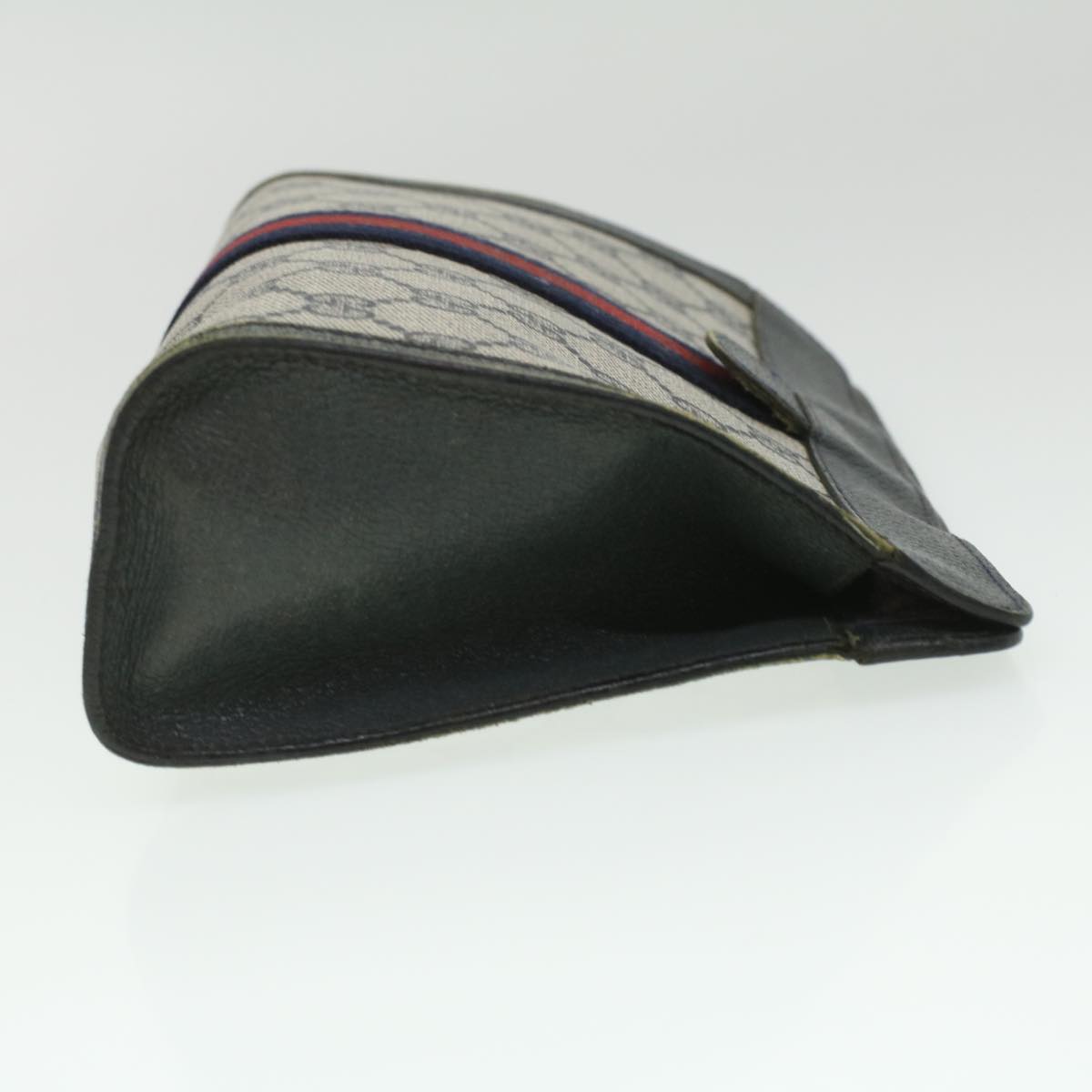 GUCCI GG Canvas Sherry Line Clutch Bag PVC Leather Gray Red Navy ar8911