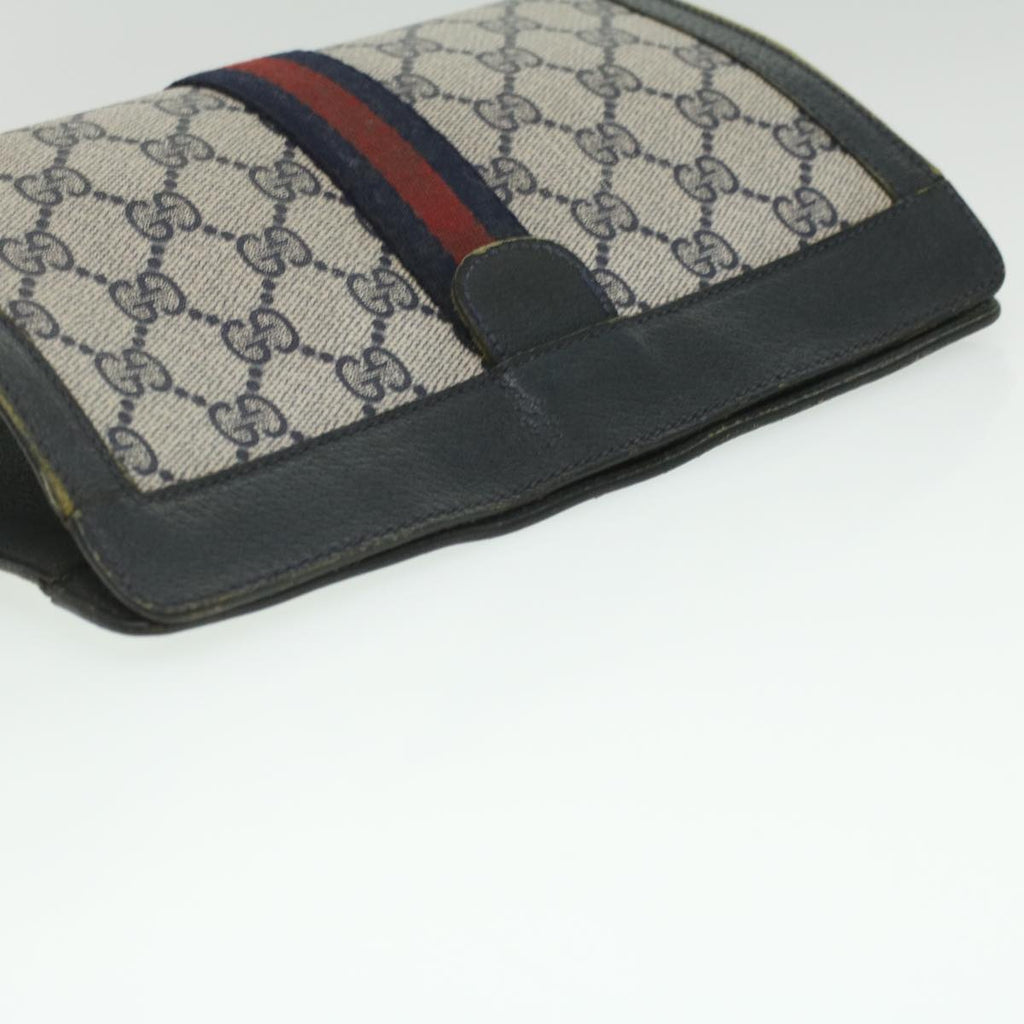 GUCCI GG Canvas Sherry Line Clutch Bag PVC Leather Gray Red Navy ar8911