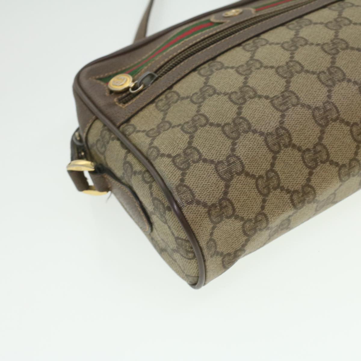 GUCCI GG Canvas Web Sherry Line Shoulder Bag Beige Red Green ar8987