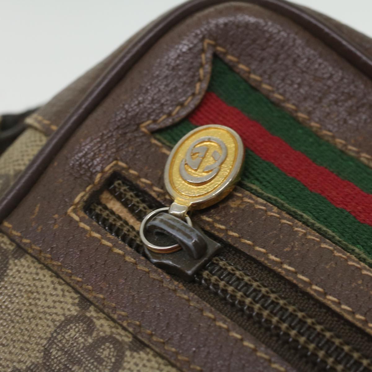GUCCI GG Canvas Web Sherry Line Shoulder Bag Beige Red Green ar8987