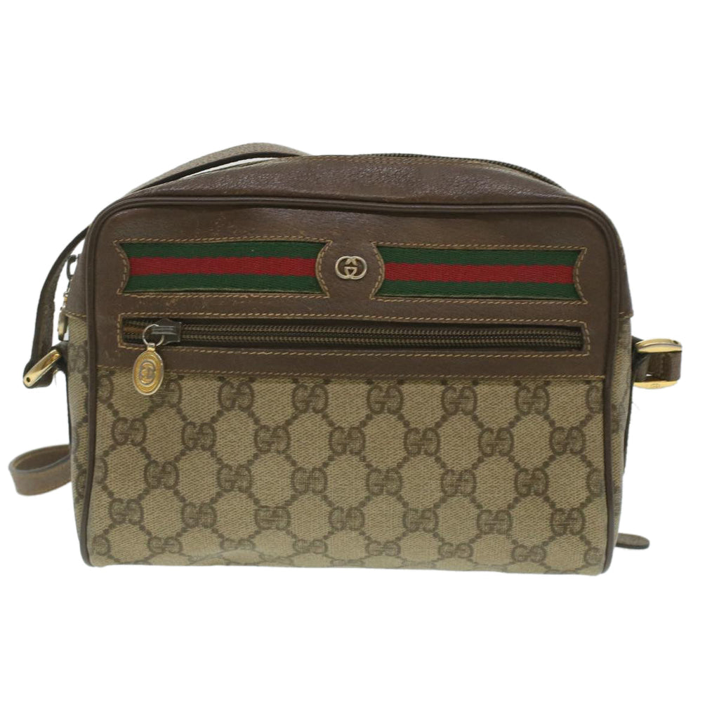 GUCCI GG Canvas Web Sherry Line Shoulder Bag Beige Red Green ar8987