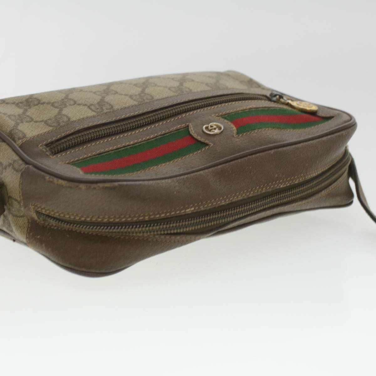 GUCCI GG Canvas Web Sherry Line Shoulder Bag Beige Red Green ar8987