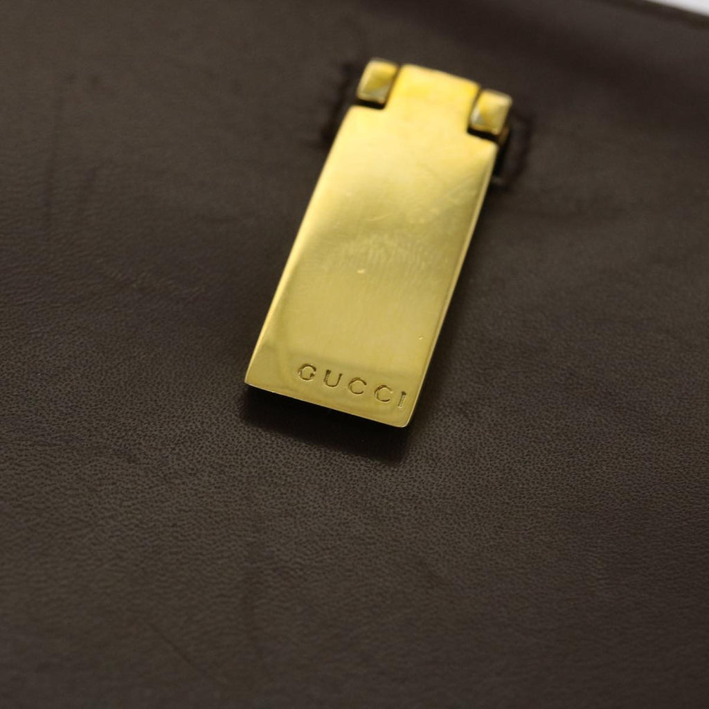 GUCCI Hand Bag Leather Brown ar9113