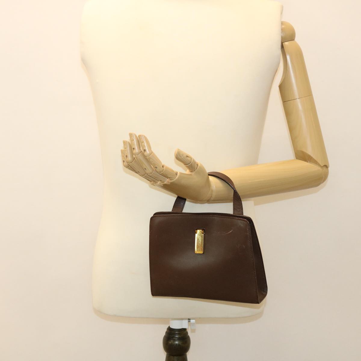 GUCCI Hand Bag Leather Brown ar9113