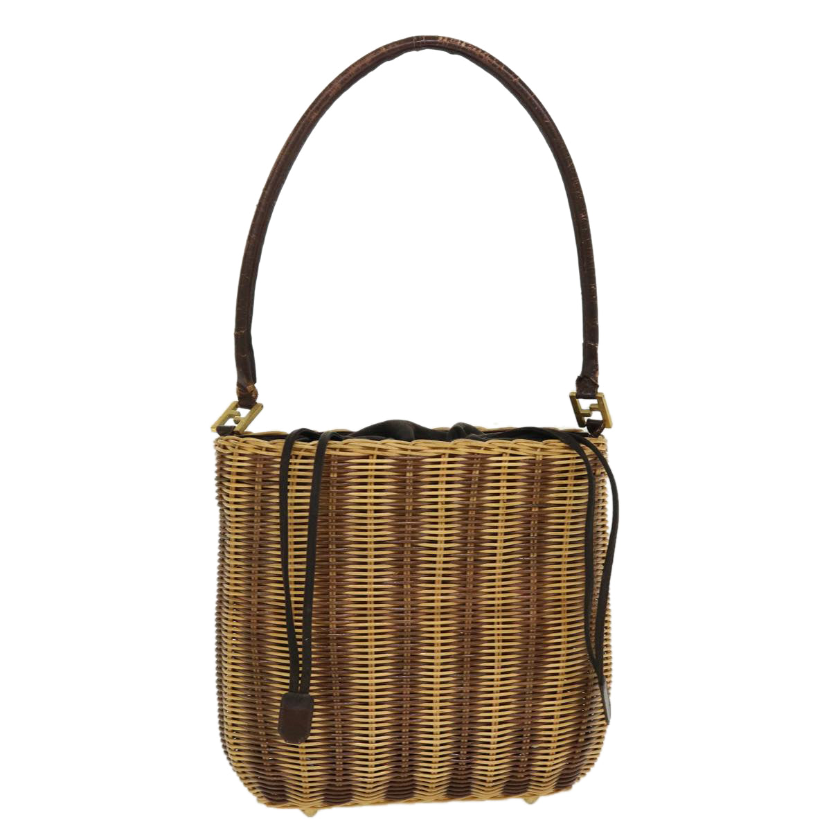 FENDI Basket Shoulder Bag Wood Brown ar9157