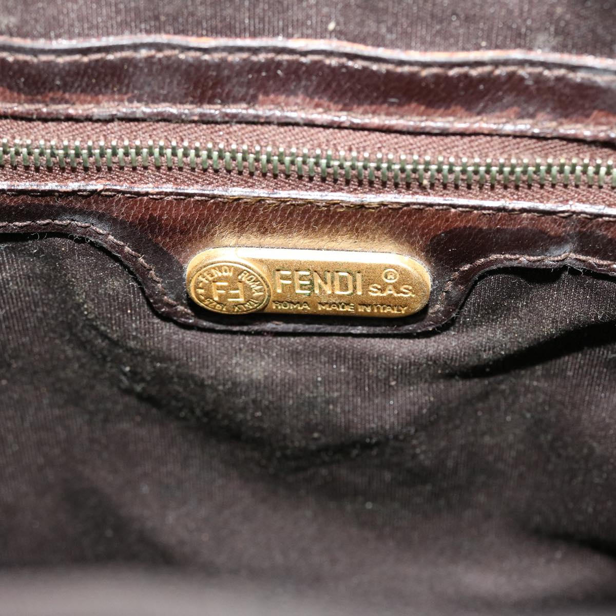 FENDI Basket Shoulder Bag Wood Brown ar9157